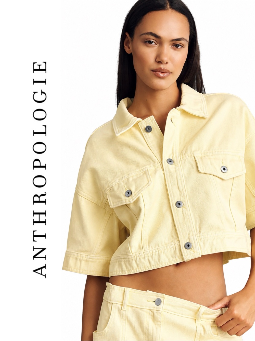 Anthropologie Pilcro Regenerative Cotton Cropped Denim Jacket